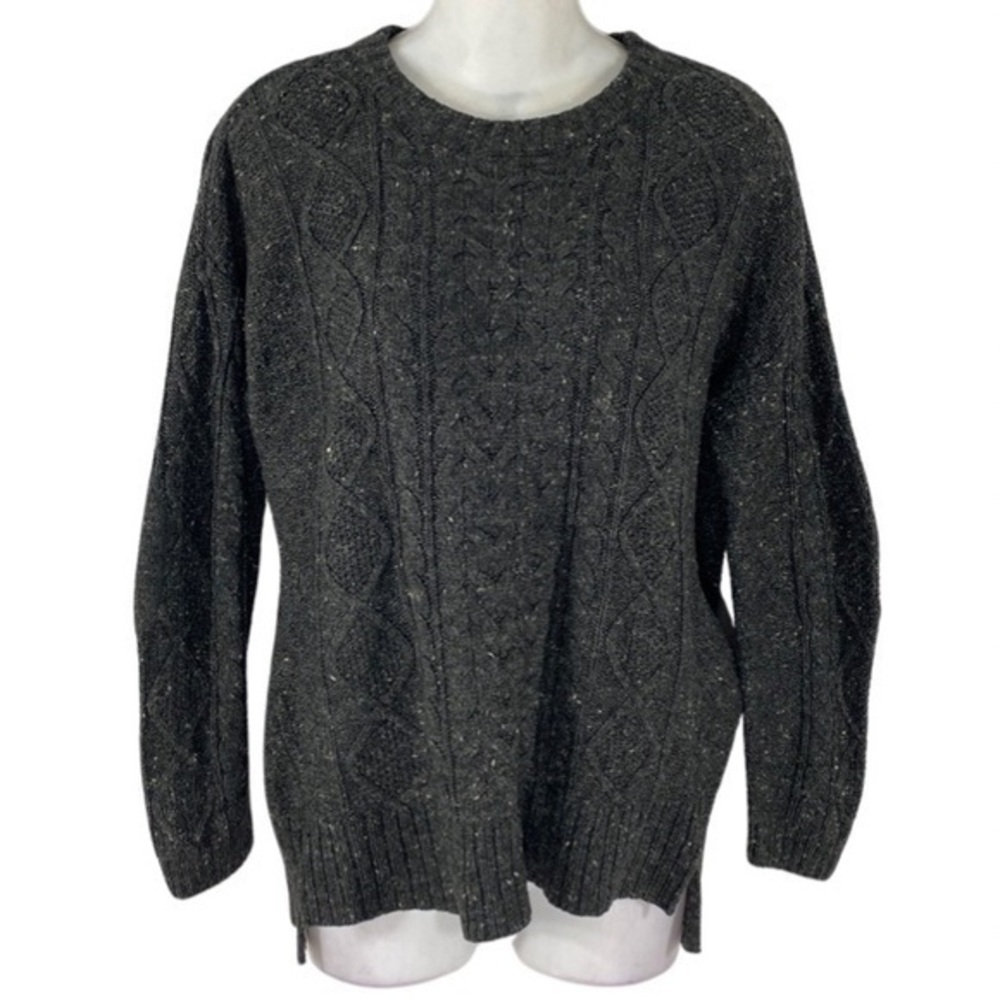 BDG Charcoal Gray Speckled Cable Knit Pullover Sweater M Medium